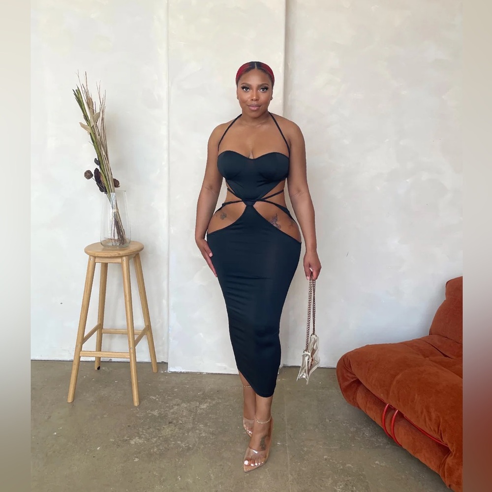 Too Sexy For My Dress Cutout Midi Black